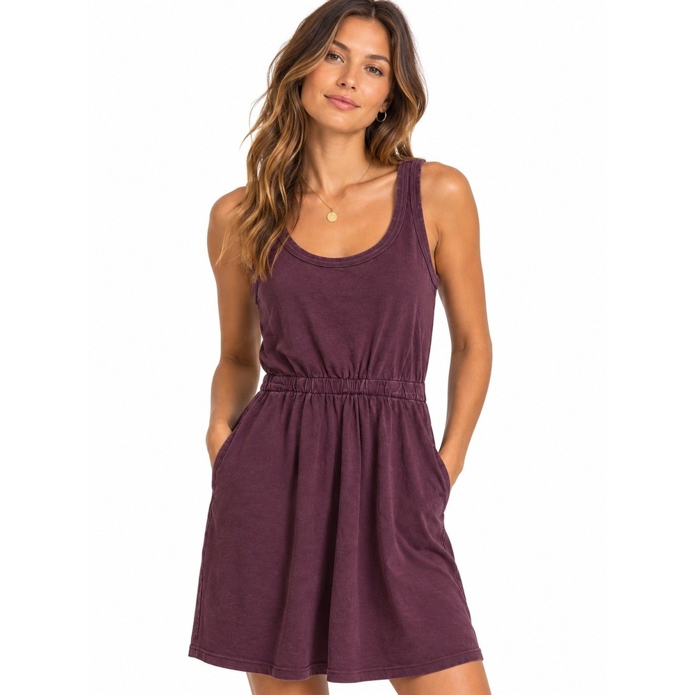 Z Supply Keegan Jersey Denim Mini Dress Purple Sleeveless Cotton Size M NWT